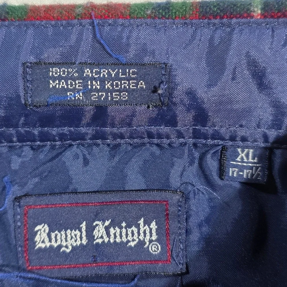 Royal Knight Vintage Plaid Flannel Shirt Mens XL Red Green Blue Acrylic Button